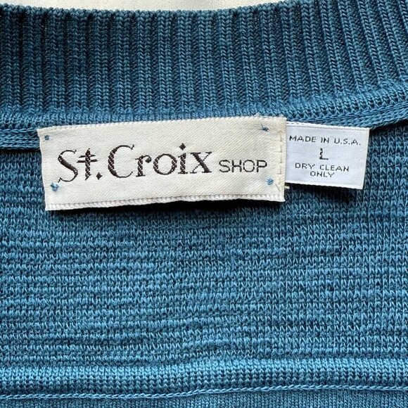 St. Croix Shop Blue Wool Cardigan Sweater Button Front Vintage Mens Size Large - Picture 6 of 8